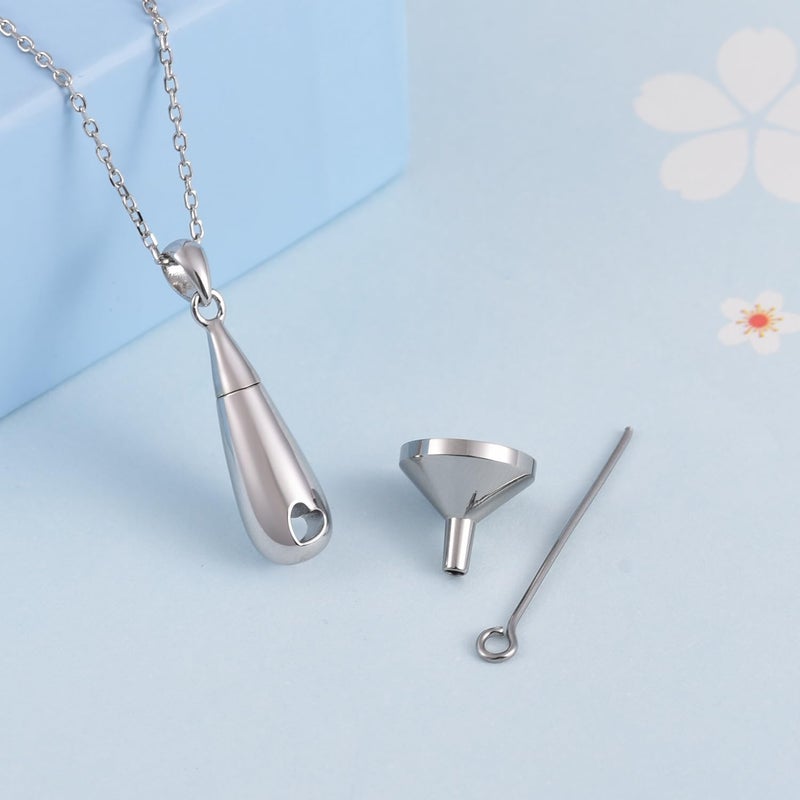 ACJNA 925 Sterling Silver Urn Pendant Necklace Teardrop Cremation Jewelry for Ashes Memorial Keepsake for Women - Image 4